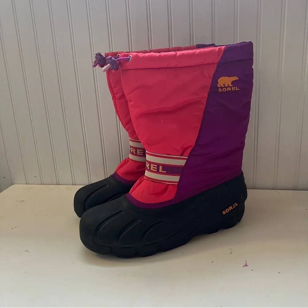 SOREL Youth Girls Boots Pink Insulated Winter Snow Shoe Sz 7 - Picture 5 of 10